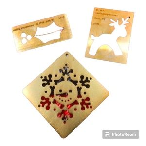 Christmas & Winter Brass Dry Embossing Stencils Set of 3